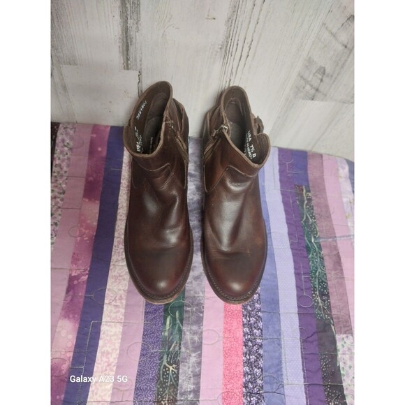 J.B. Dillon Womens 7.5 B Brown Leather Ankle heeled Boots Zipper - Picture 7 of 9